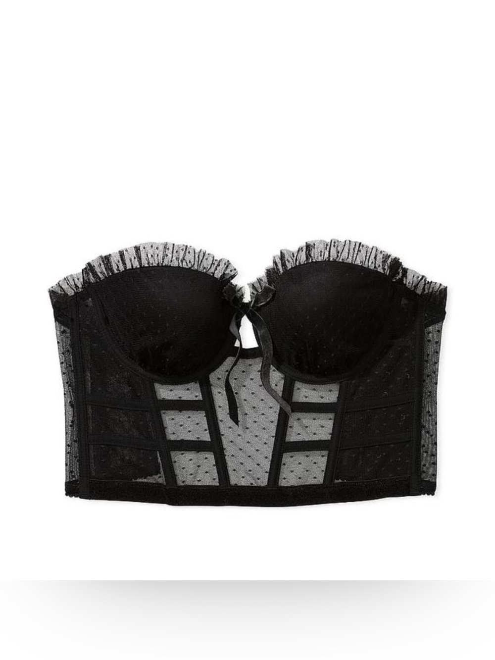 Victoria's Secret Black Velvet Corset Bra Top NWT Size 36DD